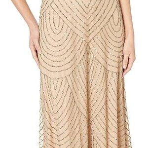 Adrianna Papell Women's Long Beaded Blouson Gown